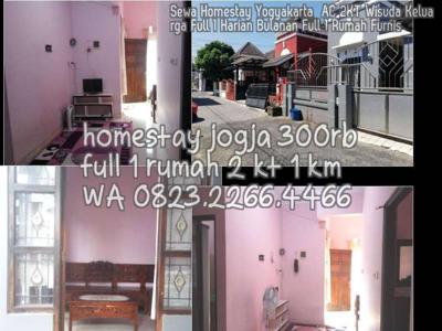 Sewa Homestay Yogyakarta AC 2KT Wisuda Keluarga Full 1 Harian Bulanan