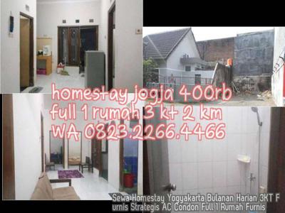 Sewa Homestay Yogyakarta Bulanan Harian 3KT Furnis Strategis AC Condon