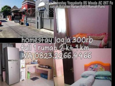 Sewa Homestay Yogyakarta RS Wisuda AC 2KT Full 1 rumah Bulanan Harian