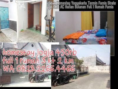 Sewa Homestay Yogyakarta Termin Furnis Strategis 3KT AC Harian Bulanan