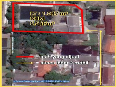 Tanah HOOK 1.037 m2 di Cipedak Jagakarsa Jaksel dekat Balai Benih