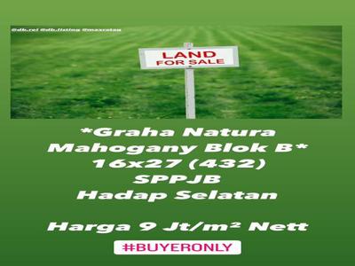 Tanah Kavling Graha Natura Blok B Depan Murah Termurah Hadap Selatan