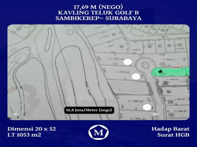 Tanah Kavling Surabaya Barat Teluk Golf B Sambikerep Dkt Kandangan