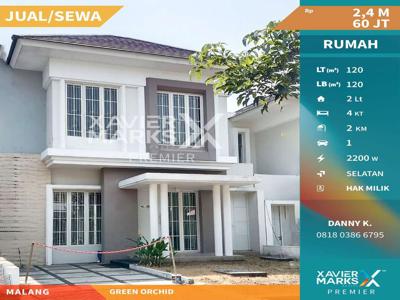 Lu585 Disewakan Rumah 2 Lantai di Green Orchid Suhat Malang