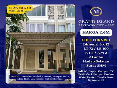 Rumah Grand Island Pakuwon City Surabaya 65juta/tahun Full Furnish