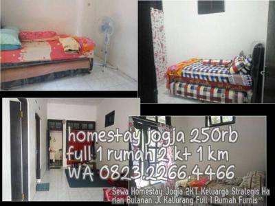 Sewa Homestay Jogja 2KT Keluarga Strategis Harian Bulanan Jl Kaliurang