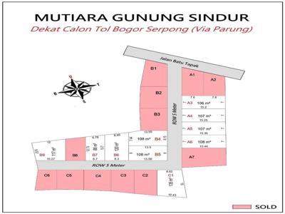 Tanah Kavling Luas 135m, Samping Jl. Serpong Parung