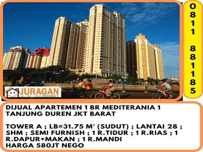 DiJual 1 Unit Apartemen 1BR Mediterania 1 Tanjung Duren Jakarta Barat