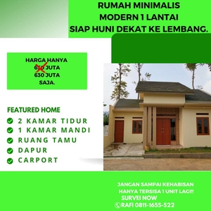 JUAL CEPAT MURAH RUMAH 1 LANTAI DEKAT LEMBANG