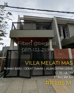 Rumah baru 3 lantai jalan depan lebar di Villa Melati Mas Serpong