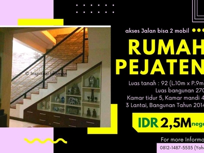 Rumah Pejaten 92 mtr Cocok Untuk Kos Kosan Jakarta Selatan