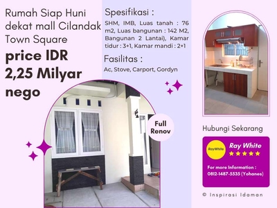 Rumah Siap Huni 76 mtr, Komplek dekat mall Cilandak Town Square Jaksel