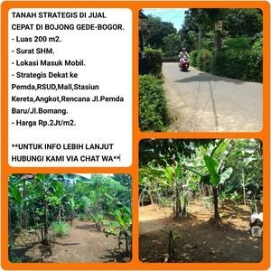 Tanah Strategis dekat ke Stasiun, Pemda, RSUD di Bojonggede-Bogor.