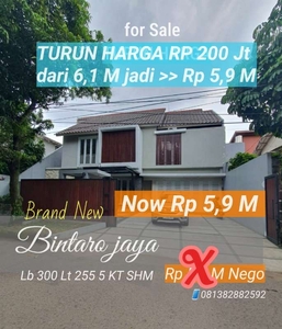 TURUN HARGA Runah 300/255 Baru Minimalis timur Bintaro jaya sektor 6