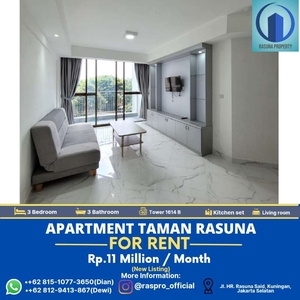 Apartment Taman Rasuna | For Rent | 3 Br | Full Furnished | Siap Huni