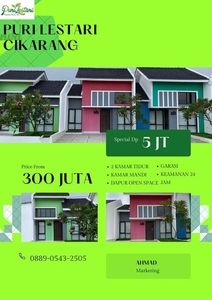 Rumah cluster cikarang tanpa DP dan dpt AC 1 PK