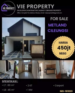 Rumah minimalis Metland Cileungsi Harga 450jt Nego