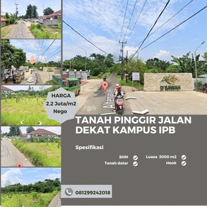 Tanah Bogor Pinggir Jalan Dekat Kampus IPB Cocok Untuk Kosan Dan SHM