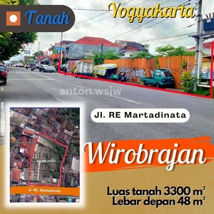 Tanah Jogja WIROBRAJAN Jl RE.Martadinata Lt 3300 m² lebar 48 m SHM