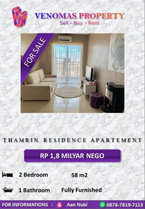 Dijual Apartement Thamrin Residence 2BR Full Furnished