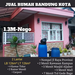 Dijual Rumah Bandung 126m² SHM Lingkungan Kosan 2 menit Kampus
