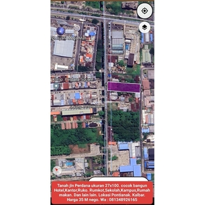 Dijual Tanah Pinggir Jalan Perdana Ukuran 27x100 Lokasi Pontianak Kota Kalbar Harga 35 M Nego - Pontianak