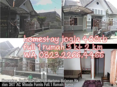 Homestay Jogja UGM UNY UII Hartono Bulanan Harian 3KT AC Wisuda Furnis