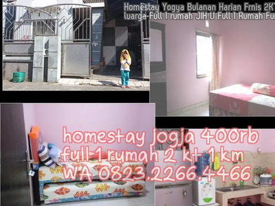 Homestay Yogya Bulanan Harian Frnis 2KT AC Keluarga Full 1 rumah JIH U