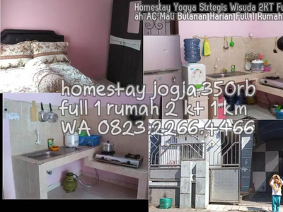 Homestay Yogya Strtegis Wisuda 2KT Full 1 rumah AC Mali Bulanan Harian