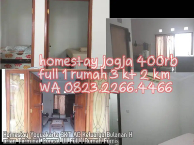 Homestay Yogyakarta 3KT AC Keluarga Bulanan Harian Terminal Concat UII
