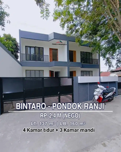 Rumah baru 2lt dalam komplek di pondok ranji,Bintaro.dkt stasiun.bskpr