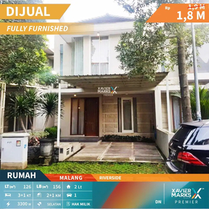 Rumah Cantik Full Furnished di Perumahan Riverside Kota Malang