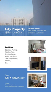 Disewakan Mulai 4,1Jt/Bln Studio/1BR Unfurnish di Bassura City - B126