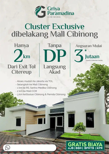 DP 0% Cicilan 3 jutaan di Cluster Griya Paramadina Cibinong