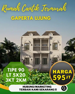 rumah 2 lantai cantik di gaperta ujung