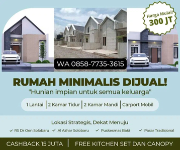 RUMAH MINIMALIS MODERN SELATAN KOTA SOLO ARAH KE SOLOBARU