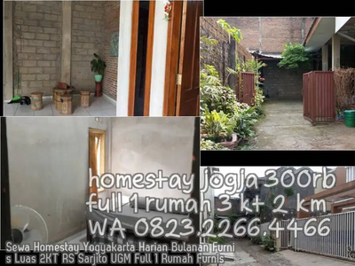 Sewa Homestay Yogyakarta Harian Bulanan Furnis Luas 2KT RS Sarjito UGM