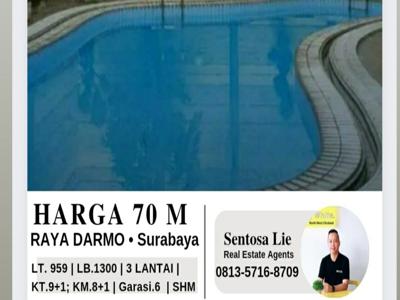 Dijual Rumah Jl.Raya Darmo - Surabaya Pusat- Nol Jalan RAYA KEMBAR - PRIVATE Swimming Pool- Kolam Renang- TerLUAS 959 m2 - Komersial Area