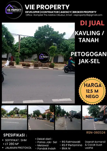 DIJUAL MURAH DIBAWAH HARGA PASAR, TANAH DI PETOGOGAN JAKSEL