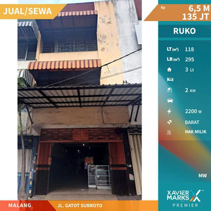Disewakan Ruko Strategis Jalan Gatot Subroto Malang Jawa Timur