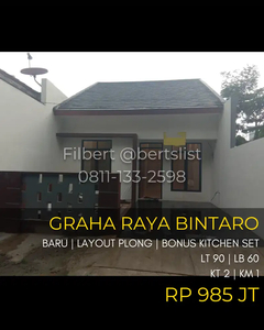 Rumah baru 90m2 cantik MURAH dibawah 1M di Graha Raya Bintaro