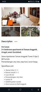Sewa Apartemen 2BR+1 Taman Anggrek Condominium furnished di Grogol