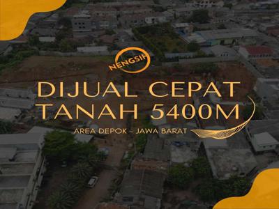 DIJUAL CEPAT SEBIDANG TANAH SELUAS 5400 M2 AREA DEPOK JAWA BARAT, 64.8