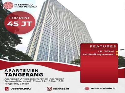 for RENT Studio Apartment U Residence Karawaci Rp. 45 Juta/Tahun