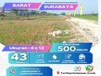 PROMO TERBATAS TANAH MURAH 4 X 12 DEKAT SURABAYA 300 METER JALAN RAYA