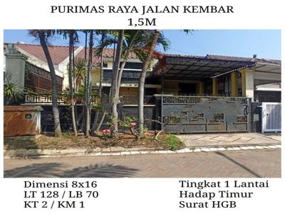 Dijual Rumah Purimas Surabaya 1.5M Hadap Timur Jalan Kembar