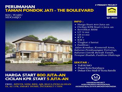 Dijual Rumah Taman Pondok Jati Sidoarjo start 800 jutaan Strategis