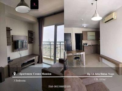 Disewakan Apartement Cosmo Mansion High Floor 3BR Full Furnished