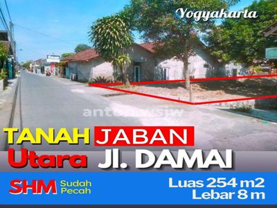 TANAH JABAN utara JL DAMAI Tepi Jl Sunan Muria Lt 254 m2 SHM
