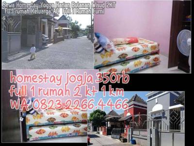 Sewa Homestay Yogya Harian Bulanan Wisud 2KT Fll 1 rumah Keluarga AC